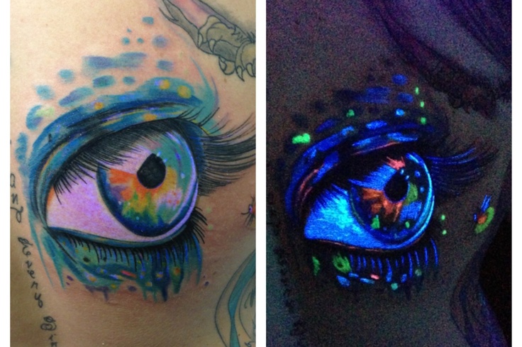 Beautiful An Eye Normal And UV Tattoo