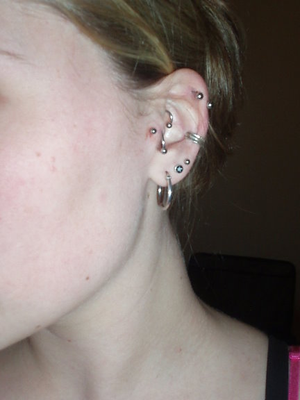 Beautiful Ear Piercing And Double Tragus Piercing