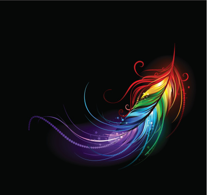 Beautiful Feather Multicolor UV Ink Tattoo Design