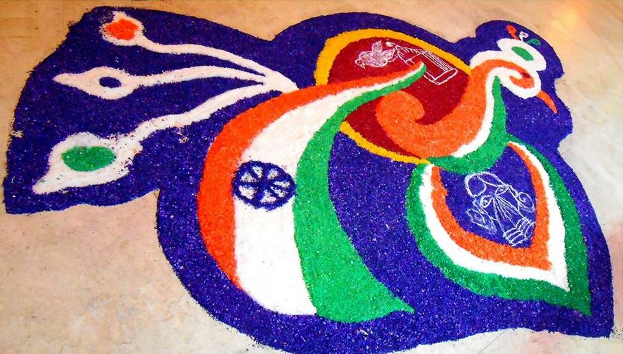 Beautiful Independence Day Of India Rangoli Design Idea