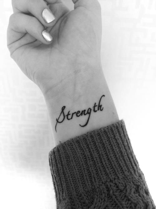 Beautiful Strength Word Tattoo On Wrist