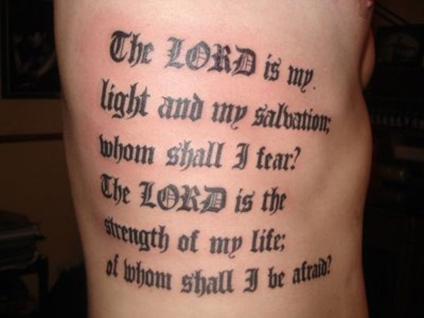 Bible Verse About Strength Tattoo On Side Rib
