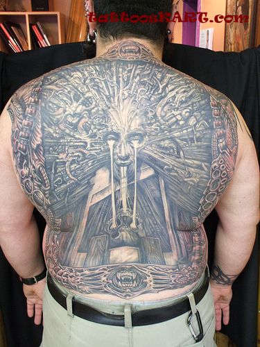 Big Satan Tattoo On Back For Men