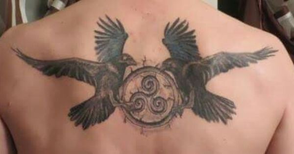 Birds Pagan Symbol Tattoo On Upper Back