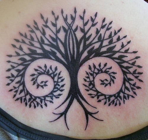 Black Ink Tree Of Life Tattoo