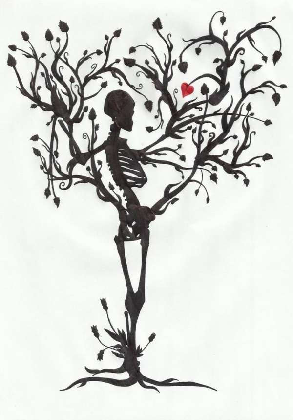 Black Skeleton Tree Of Life Tattoo Design By MrPale