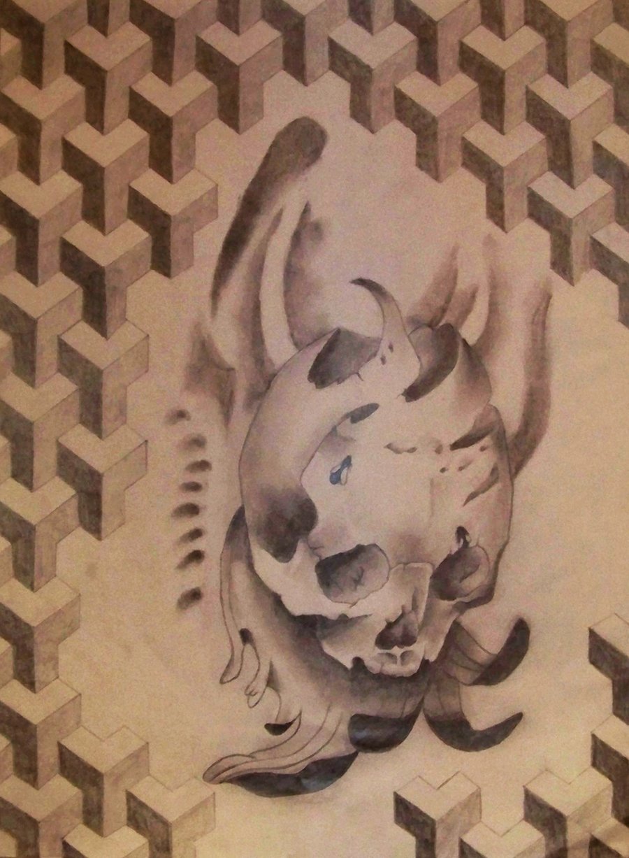 Brilliant Escher Skull Tattoo Design