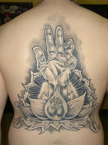 Brilliant Grey Pagan Tattoo On Back