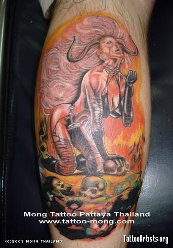 Brilliant Satan With Skull Tattoo