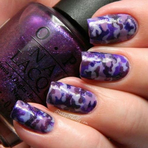 Camo Purple Nail Art Design