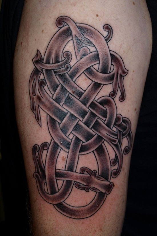 Celtic Grey Pagan Tattoo On Arm