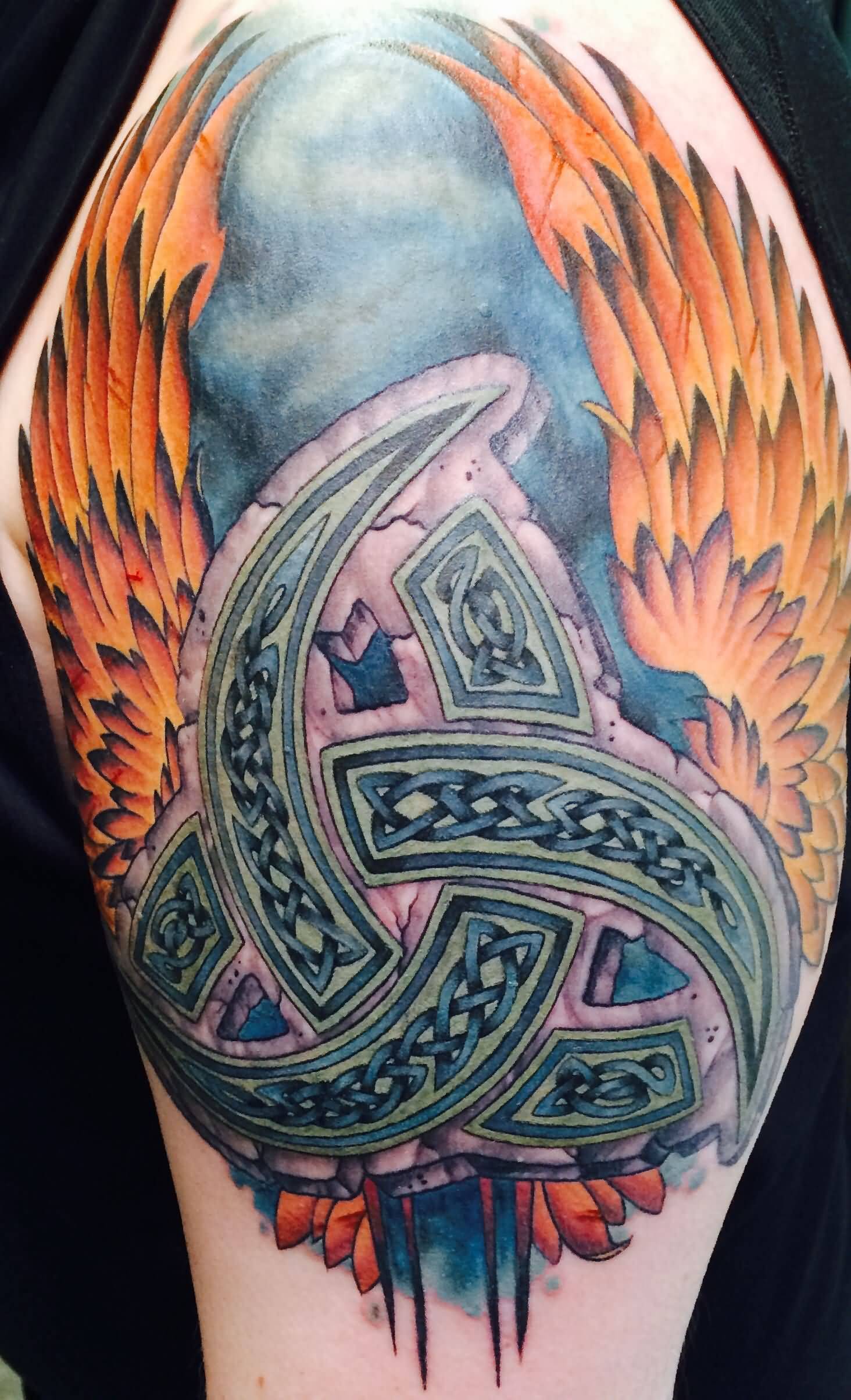Celtic Horns Of Odin Valkyrie Style Tattoo On Half Sleeve