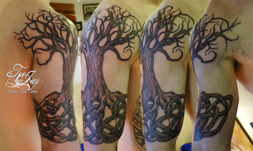 Celtic Tree Of Life Tattoo On Right Half Sleeve