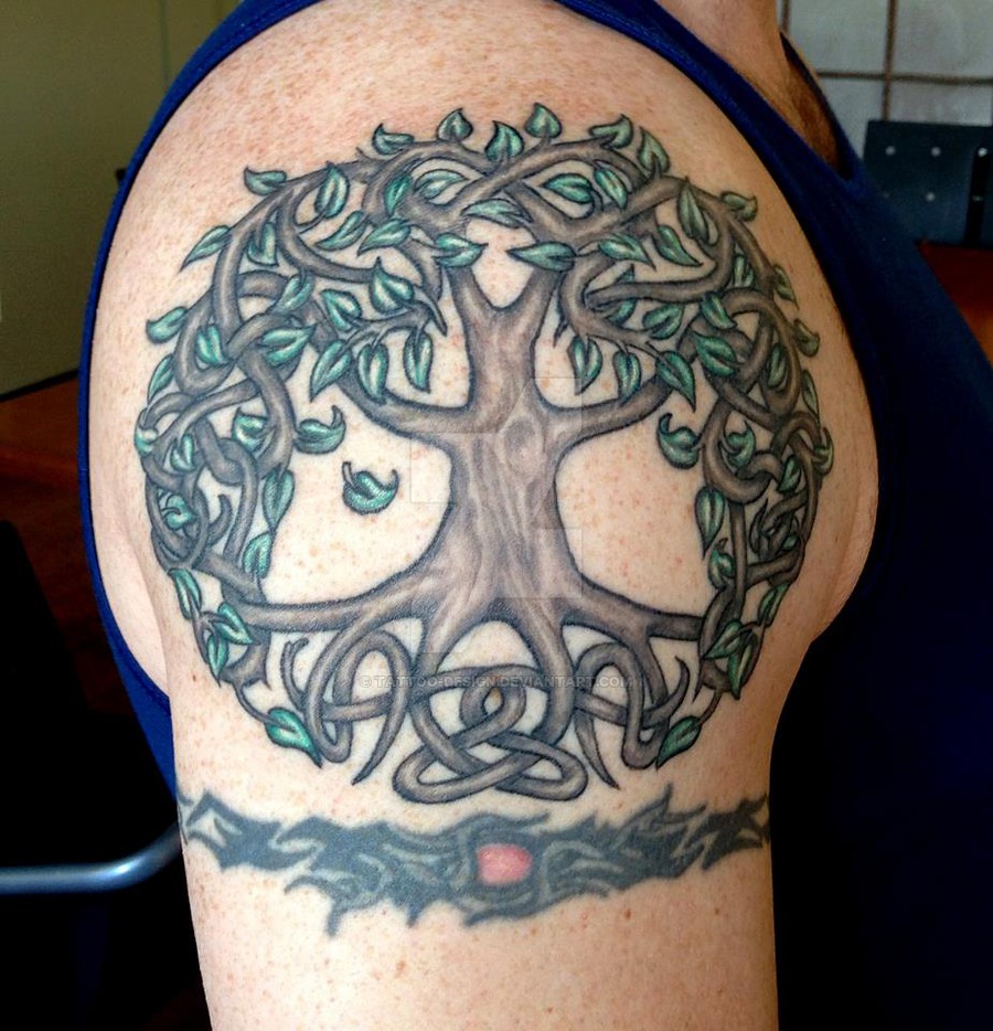 Celtic Tree Of Life Tattoo On Right Shoulder By Tattoo Design