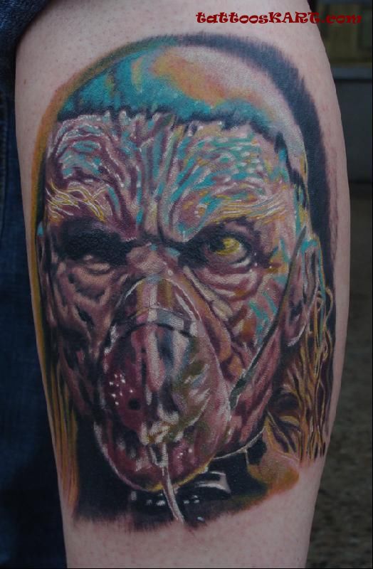 Colored Ghost Dr Satan Tattoo On Half Sleeve