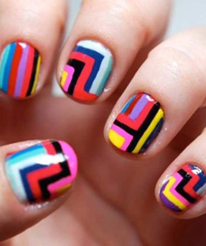 Colorful Geometric Nail Design