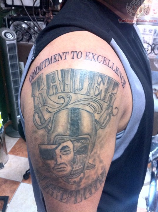 Commitment To Excellence Oakland Raiders Half Sleeve Tattoo