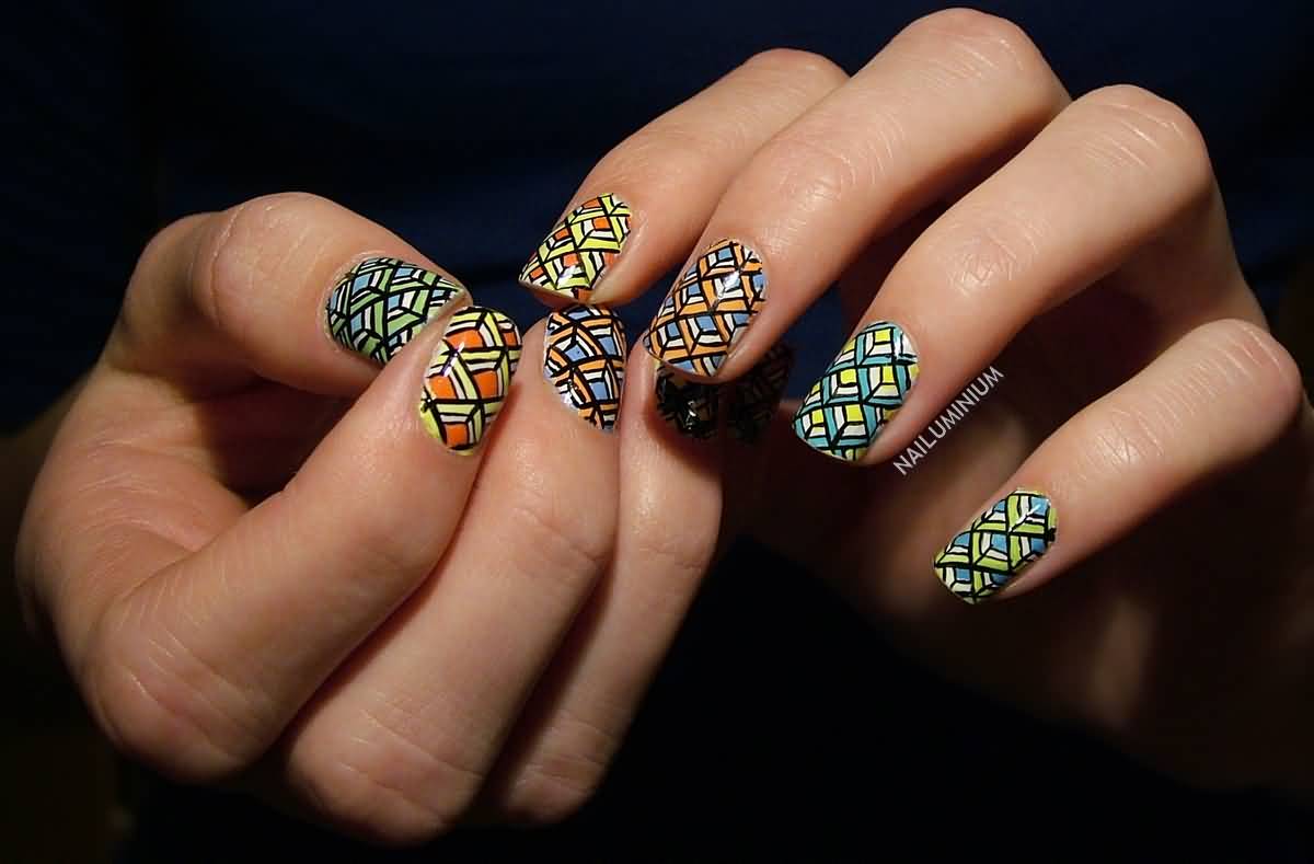 Cool Geometric Nail Art Design Idea