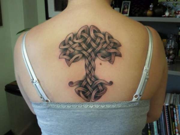 Creative Celtic Tree Of Life Tattoo On Upper Back