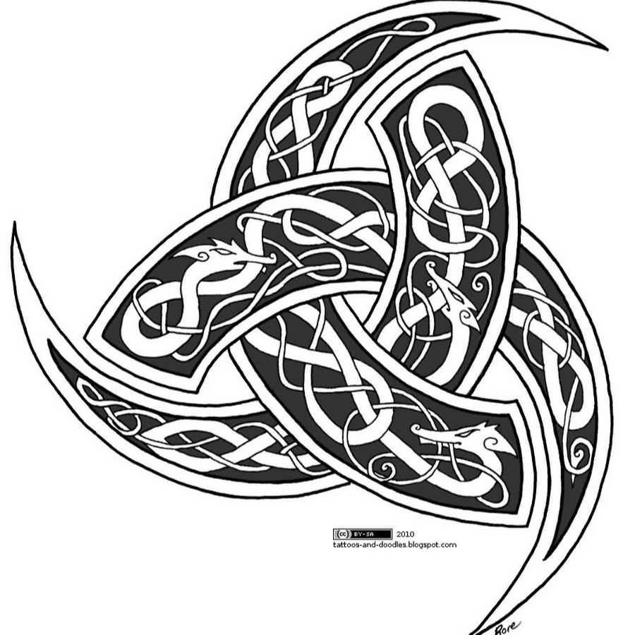 Creative Dragon In Horns Of Odin Tattoo Design