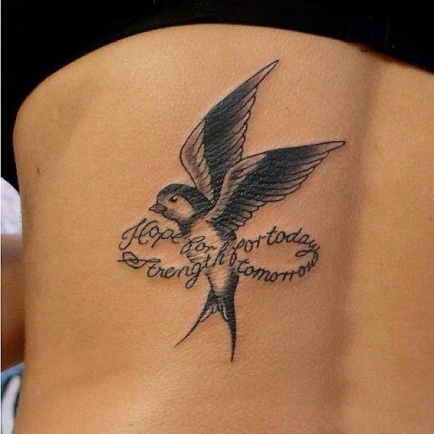 Creative Infinity Strength With Bird Tattoo
