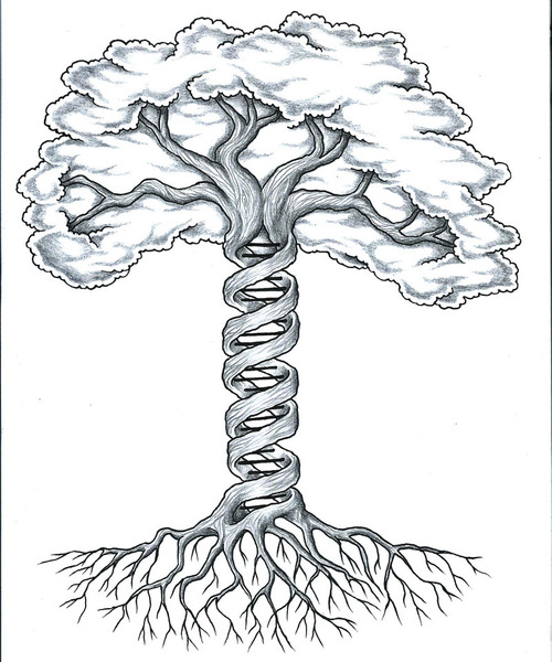 Creative Tree Of Life DNA Tattoo Stencil