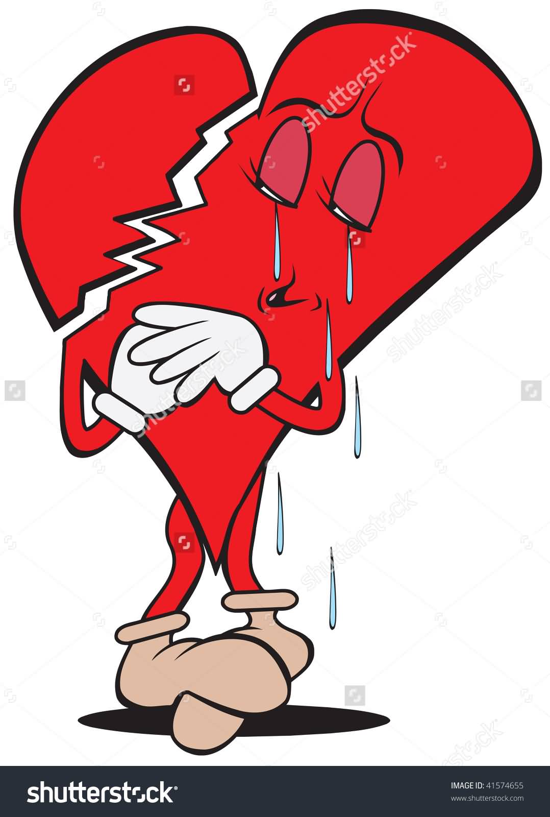 Crying Broken red Heart Clipart