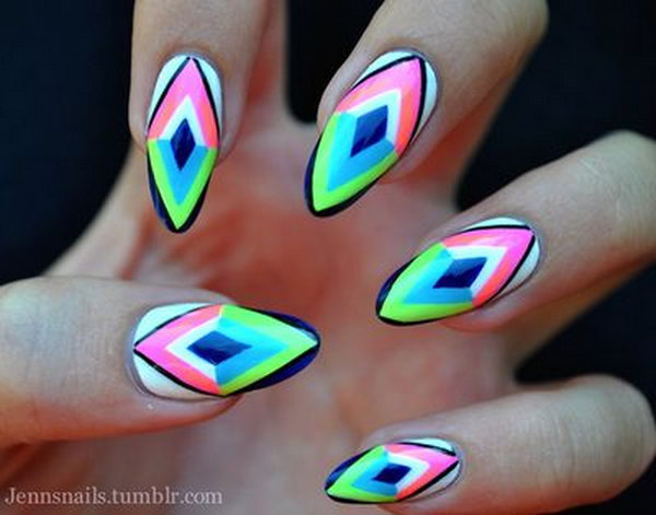 Cute Geometric Nail Art Design Idea