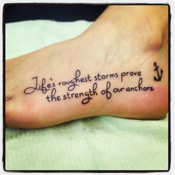 Deep Meaning Spiritual Quote Tattoo On Foot