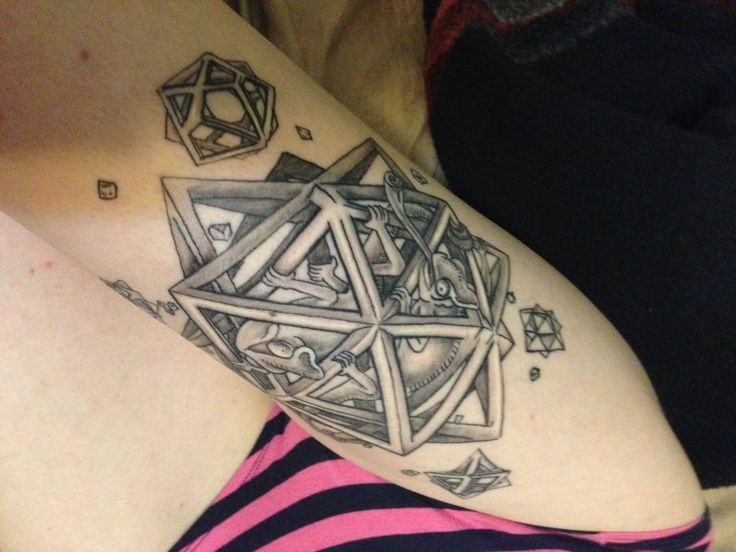 Dodecahedron Chameleon Escher Tattoo