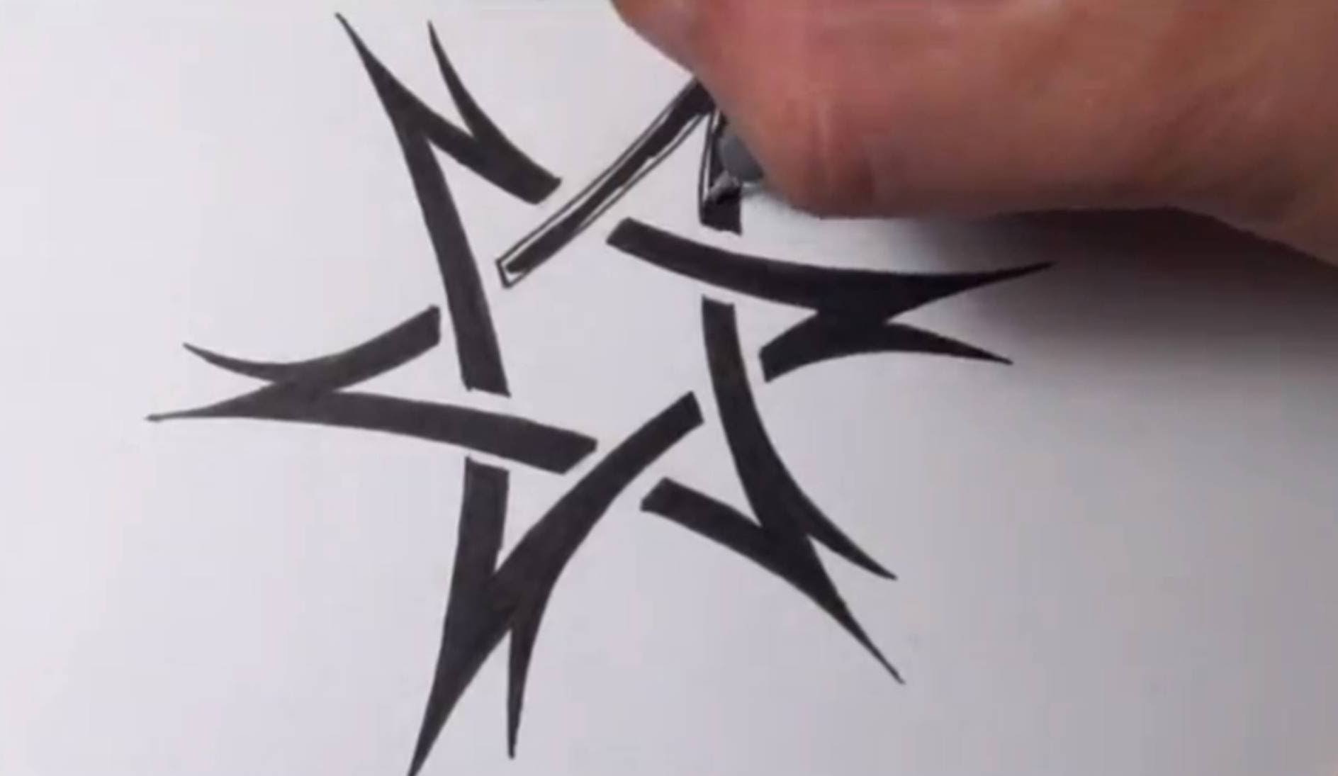 Drawing Of Tribal David Star Tattoo