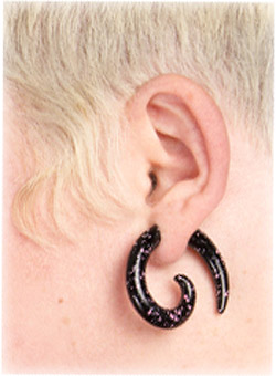 Earlobe Piercing With Black Spiral Stud