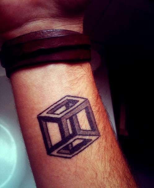 Escher Box Tattoo On Wrist