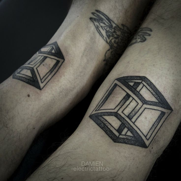 Escher Cube Matching Tattoo