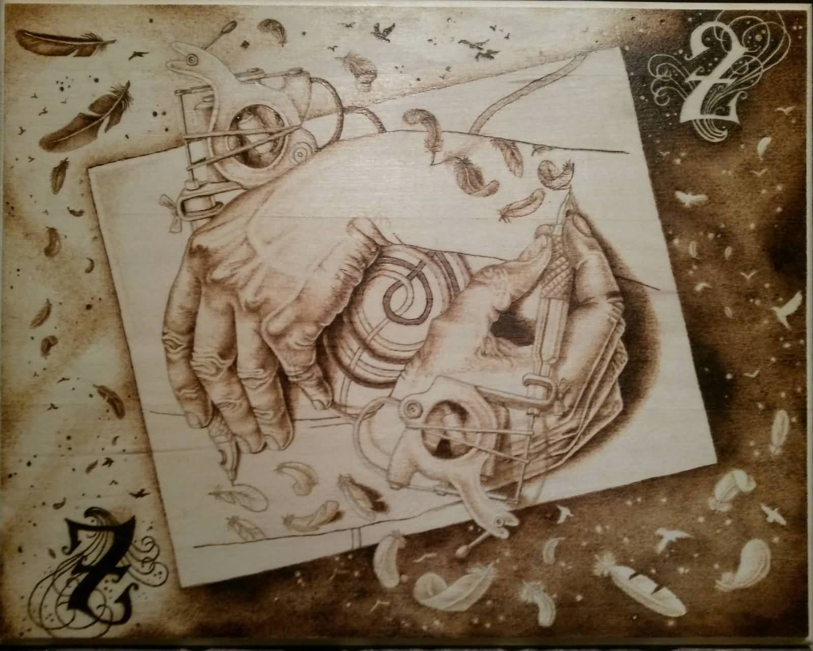 Escher Hands Drawing Tattoo Design