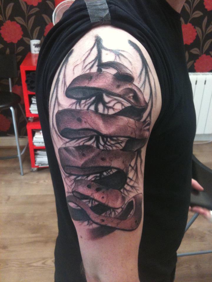 Escher Rind With Tree Tattoo On Right Half Sleeve By Bren3000