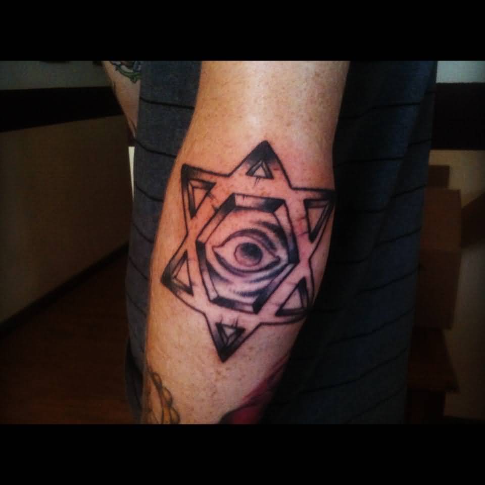 Eye In Star Of David Tattoo On Arm