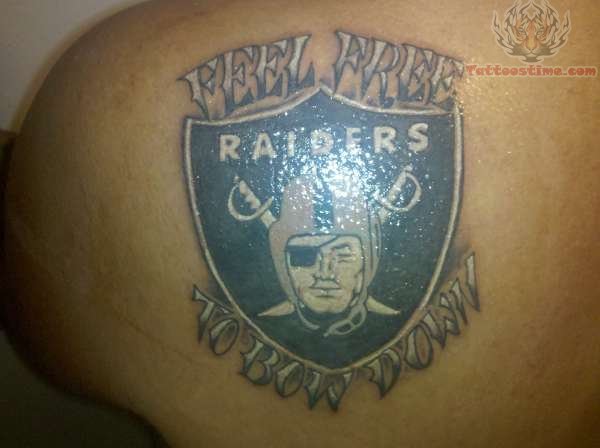 Feel Free Oakland Raiders Logo Tattoo On Back Shoulder