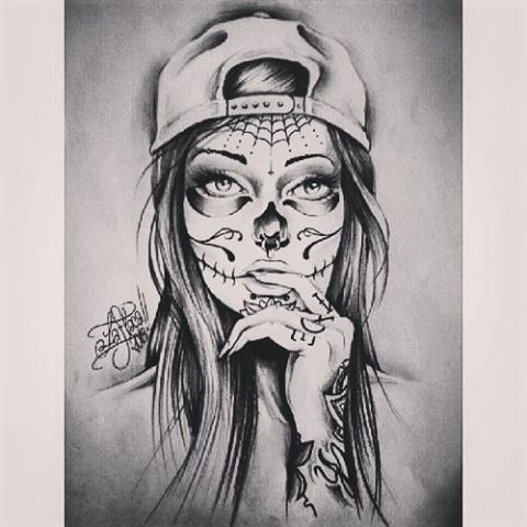 Gangster Catrina Tattoo Sketch