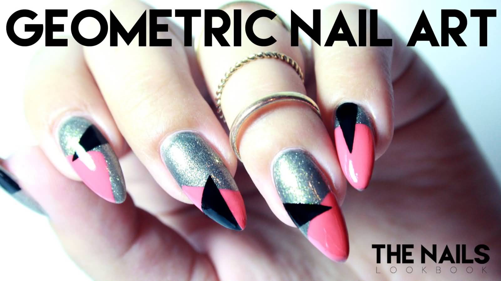 4. Pink and Black Geometric Nail Art Design Gallery - wide 1