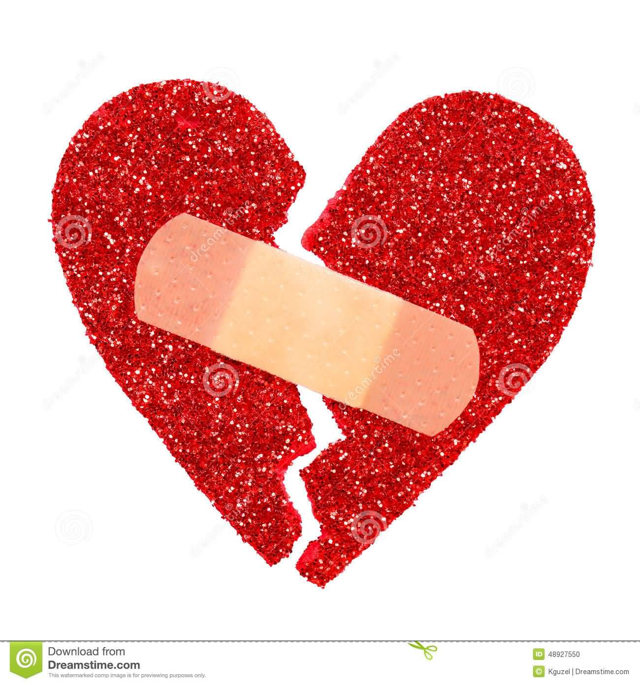 Glitter Ripped Heart Fixed With Adhesive Bandage