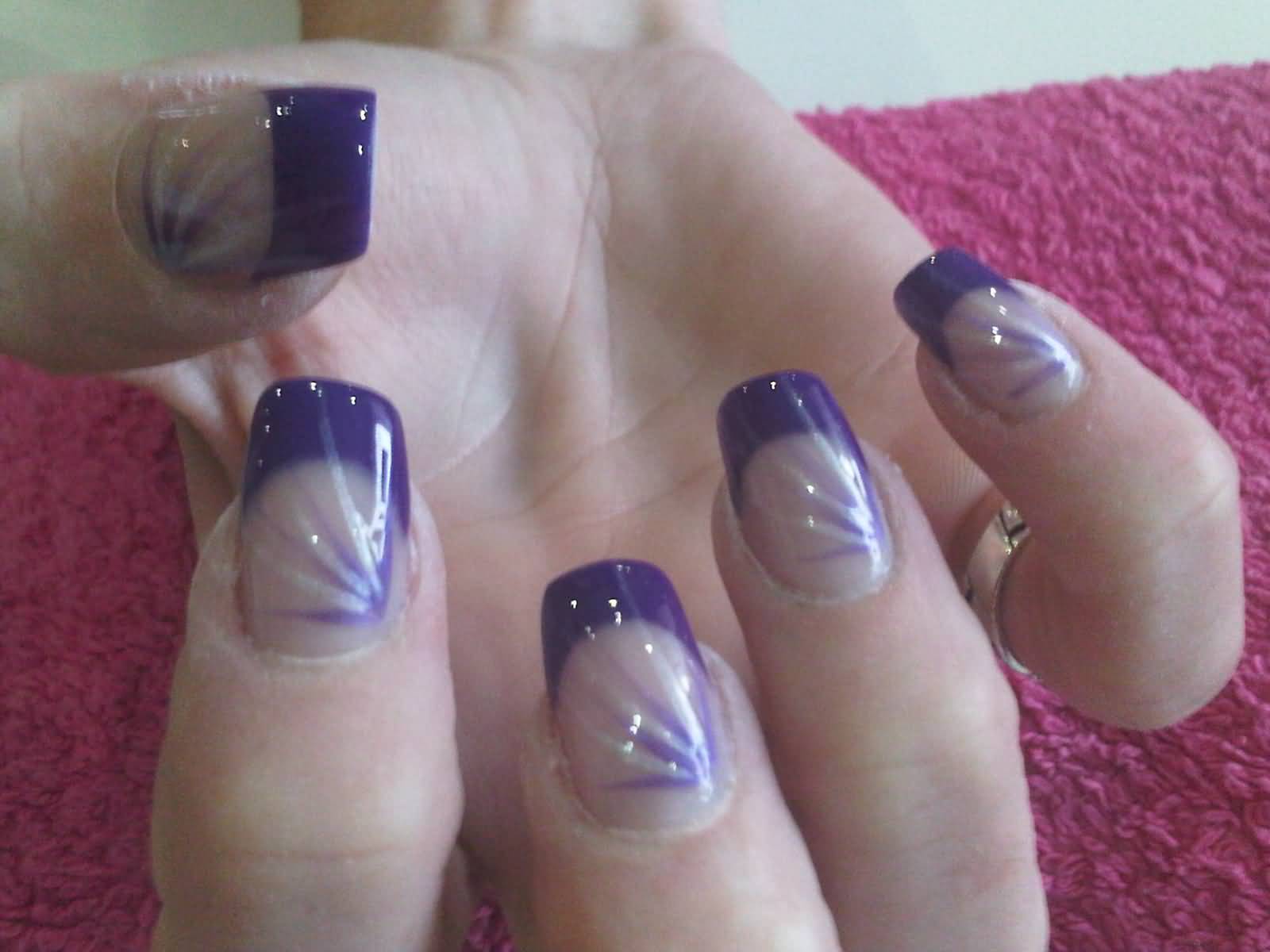 Glossy Purple Tip Nail Art Design Idea