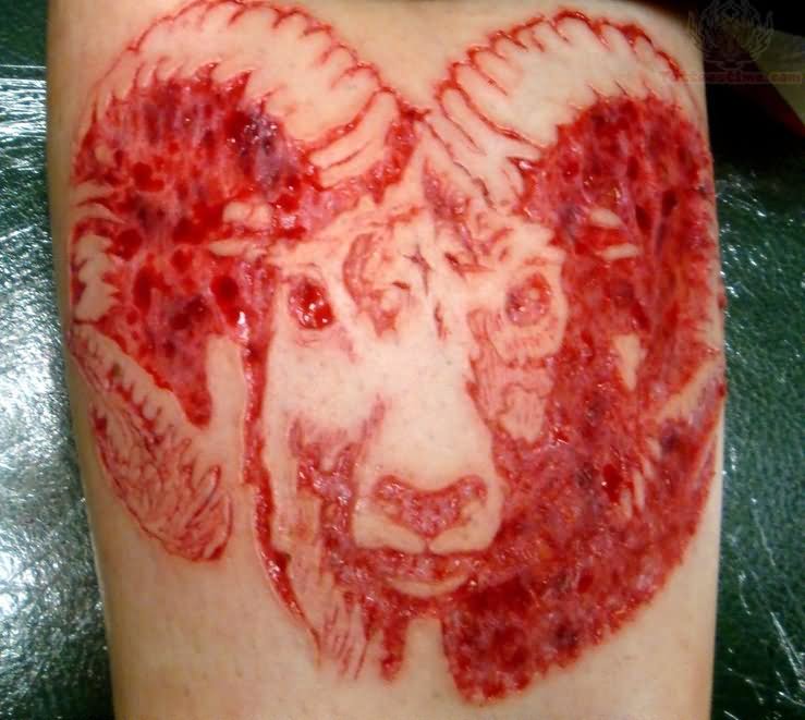 Goat Head Scarification Tattoo