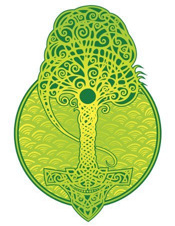 Green Color Celtic Tree Of Life Tattoo Design