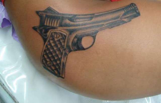 Grey Gun Weapons Tattoo