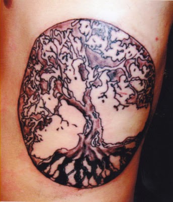 Grey Tree Of Life Tattoo