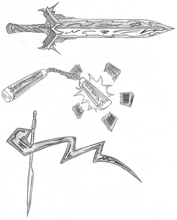 Grey Weapons Tattoo Sketch
