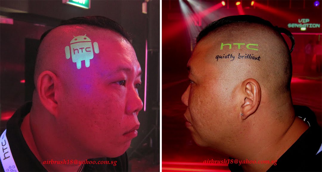 HTC Logos UV Tattoo On Both Side Of Head