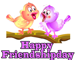 Happy Friendship Day Birds Shaking Hand Glitter