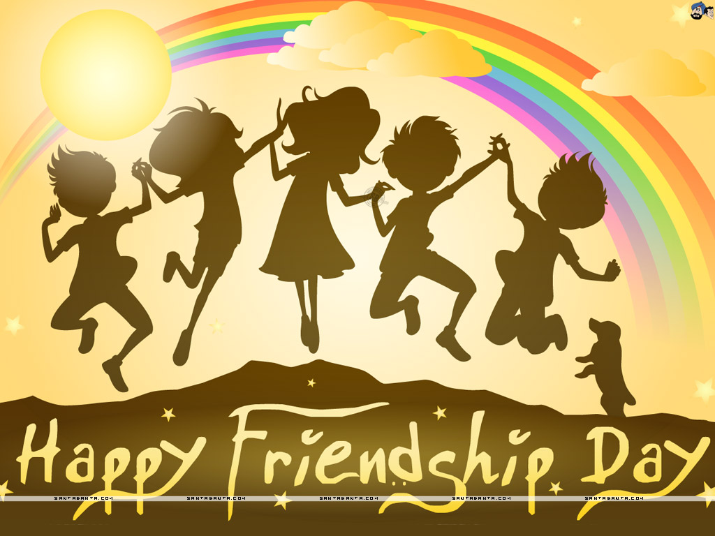 Happy Friendship Day Friends Enjoying Wallpaper Image